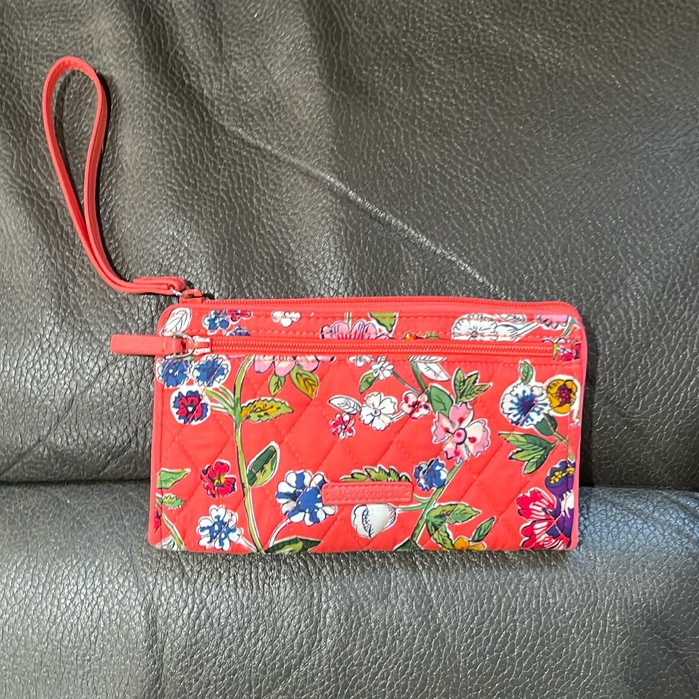 Vera Bradley orange floral wristlet